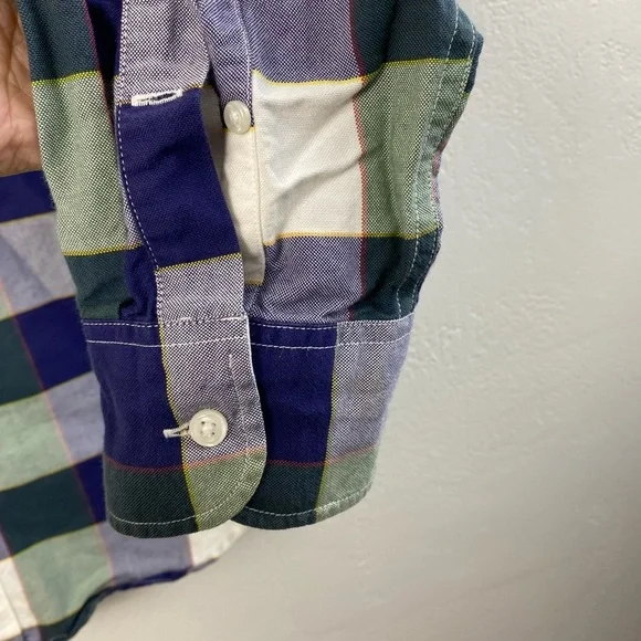 J. Crew Plaid Blue Green White Long Sleeve Button Down Shirt Casual Men’s Medium - Picture 10 of 14